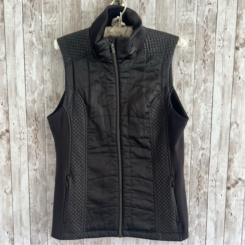 Athleta Black Quilted Stretch Side Panel Vest Medium - Picture 1 of 5